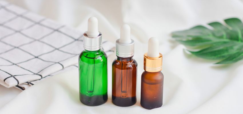 Three bottles of essential oils.