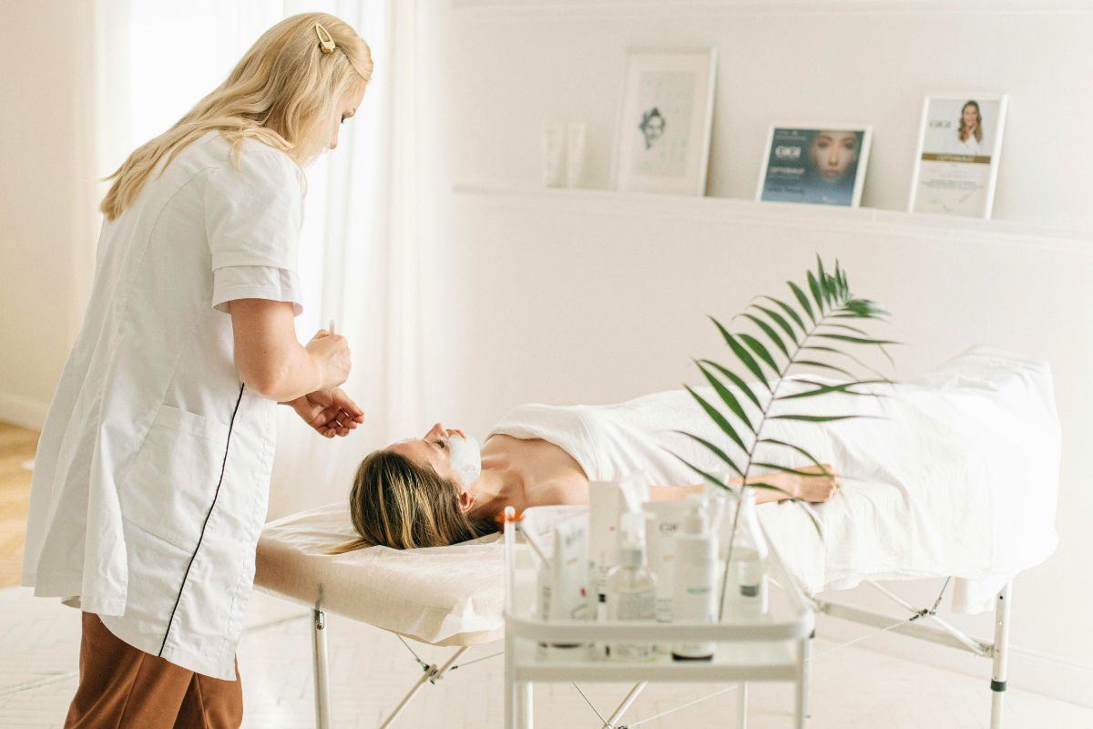 An esthetician is a licensed skincare professional. They focus on improving the skin’s health and appearance.