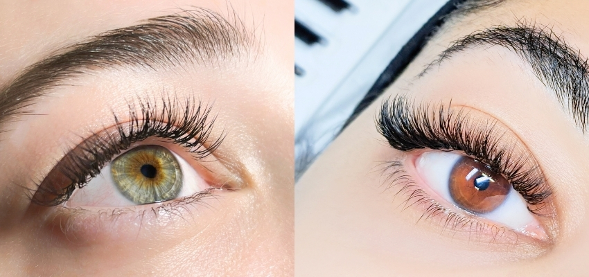 volume-lashes2 Before and after results showcasing the dramatic effect of volume lashes