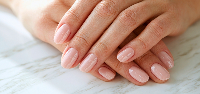 what-is-dip-powder-nails3 Beautiful manicured hands with glossy pink nails, showcasing the results of what is dip powder nails.